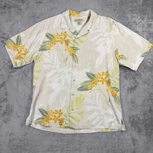 Tommy Bahama Silk Hawaiian Shirt Tropical Floral Mens M Resortwear Camp Top